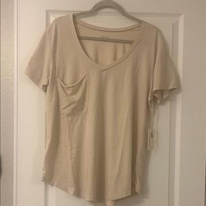 NWT Z Supply Short Sleeve V-Neck Pocket Tee in Fossil